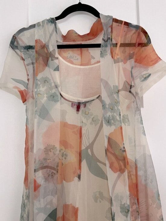 STAUD Calluna Poppy Floral Print Organza Tie Back Maxi Gown Dress - Picture 5 of 12